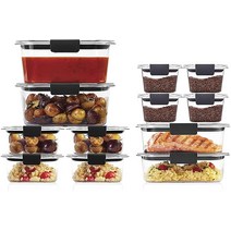 Rubbermaid 브릴리언스 샘방지 투명 식품 보관 용기 24피스 세트 BPA 프리, 24-Piece Set, Plastic Lids