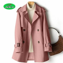 SHENGBO루즈 핏 롱 트렌치 코트에 허리 조임 여 슬럽 보트넥 스트라이프 캐주얼 야상 스트링 녀가 있다BK112188NO.002