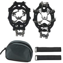 1 쌍 눈 신발 커버 하이킹 등반 클리트 미끄럼 방지 크램폰 야외 낚시 등산 겨울 장비, 검은 색, 엘