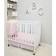 American Baby Company Heavenly Soft 밍키 도트 3피스 미니/휴대용 아기 침대 침구 세트 에크루 남아 및 여아용, Pink