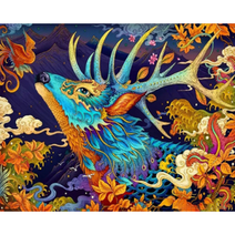 votgl 주얼리 십자수 DIY 세트 블랙 메탈 프레임 풍경 동물 꽃 인물 40x50cm, 022 사슴