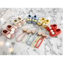 [라미니팅] 코바늘DIY 아기덧신&치발기스트랩 세트 패키지, 공룡, 핑크