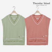 써스데이아일랜드 Thursday Island 여성 포인트 배색 브이넥 베스트T212MVT133W
