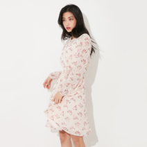 랩 플라워 프린트 소매셔링 원피스 (AL1WO266)