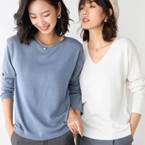 오버핏 롱 니트티 여성니트 베이직 나그랑 카라넥 봄