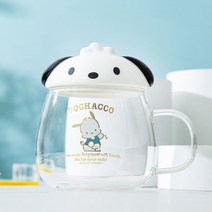 산리오와 친구들 입체 뚜껑 유리컵 찻잔세트 홈카페 커피, 포차코