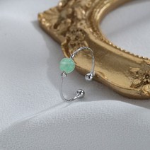 혼주 옥반지 VENTFILLE-여성을 위한 실버 컬러 반지 소녀 선물 골동품 재스퍼 기질 호탄 옥 럭키 비드 쥬