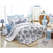 알러지케어 기능성 고급 양면 싱글 이불 세트 블루 이불커버+패드+배게커버+스프레드 먼지없는 진드기방지 아토피 침구