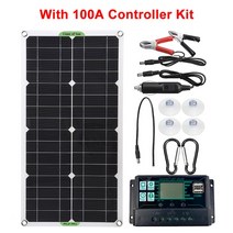 태양광발전 250W 태양 전지 패널 키트 완전 60a/100a 컨트롤러 포함 듀얼 12/5V DC USB 자동차 요트 RV 배, 01 With 100A Controller