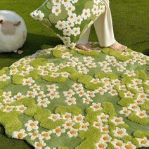 Texdream 플라워 양모 카페트 수제 대형 러그 거실 침실 매트