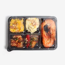 더팩컴퍼니 직사각 5칸 반찬용기 배달용기 100개 600개, 1세트