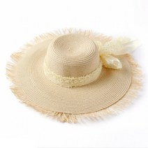 인디안 썸머 리본 여성 여름 챙모자 비치 밀짚 모자