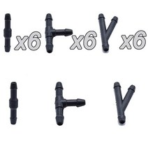 앞 유리 와셔 조이너 파이프 커넥터 T 피스 스트레이트 3 웨이 Y 공기 연료 물 휘발유 와이퍼 노즐 호스 18 개, 01 18pcs