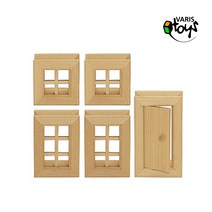VarisToys 문 유리창 셋 (5개입) 나무모형/친환경/자작나무/원목/DIY미니어쳐