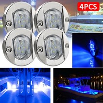 DC 12V 방수 RV 해양 보트 상인방 6LED 스턴 라이트 라운드 ABS 콜드 화이트 LED 테일 램프 요트 액세서리 직경 75mm, [04] 4pcs Blue