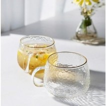제이테이블 골드 내열유리 머그컵 400ml, 투명, 8개