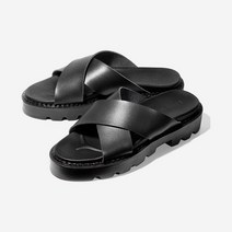 클레용 5.5cm 비건레더 크로스 슬리퍼 럭스 - BLACK