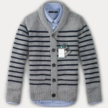 [FOREST CAMP]Lambswool Stripe Cardigan 숄카라 가디건[FCSW4402-M.Grey]