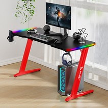 아우스 올인원 RGB 위너렉스 게이밍데스크 피시방책상 카본 게이밍책상, RGB형(블랙)