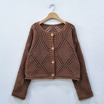 오오엘 여성용 루즈핏 펀칭 말림 라운드 망고 스카시 가디건