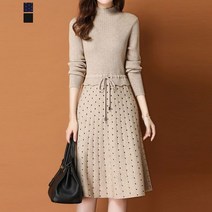 퀸이즈 게드 도트 포인트 니트 원피스