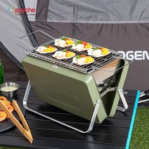 힐링 여행/감성 캠핑 간편사용 다용도 접이식 숯불 화로대 폴더 그릴, 카키, 1개