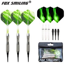전자다트 자석 다트 핀 게임 기계 룰렛판 폭스 스마일 소프트 팁 다트 세트 3PCS 18g 전자 전문 다채로운, 03 green