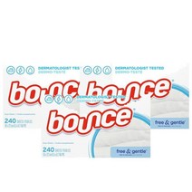 바운스 드라이 건조기 시트 무향 240ct Bounce Free Gentle Fabric Softener Dryer Sheets Unscented, 3팩
