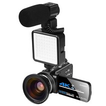레트로캠코더 KOMERY 4K 캠코더 비디오 카메라 웹 유튜브 라이브 스트림 비전 56MP 와이파이 디지털, 37.AF2lensligmic - 16G SD card