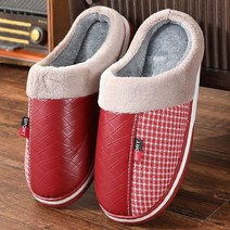 인조 가죽 방수 코튼 슬리퍼 남녀 공용 플러시 두꺼운 단독 보온 신발 대형 사이즈 가을 겨울 가정용