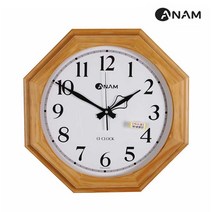 아남시계 F400 인테리어 벽시계 원목 팔각벽시계, 라이트브라운