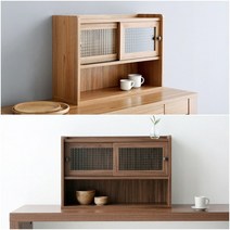 넓은 2문 미니수납장 레트로 유리 슬라이딩 선반장 도어 수납장 거실 침실 주방 조립식, 캄포어베니어 1개