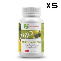 엔젯퓨어헬스 멀티비타민플러스 1500mg 60캡슐, 5개