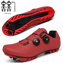 싸이클 슈즈 신발 남녀공용 사이클링 스니커즈 플랫 슈즈 클리트 자동 잠금, 없음, MTB red cleats+37