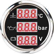 타코메타 타코미터 보트 자동차 3 1 다기능 디지털 게이지 52mm RPM 연료 수위 온도 오일 프레스 전압계 지, 07 Black Silver
