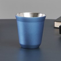 에스프레소잔 샷잔 에스프레소 컵 더블 벽 스테인레스 스틸 네스프레소 픽시 절연 커피, 하늘색, 80ml