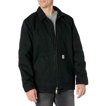 Carhartt 남성용 루즈핏 워시드 덕 셰르파 안감 코트 블랙., 4X-Large_Black