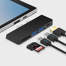 GISMYSAVIOR 서피스 프로 7 도킹 스테이션 5 in 1 USB C 허브 타입 4K HDMI 어댑터 + 3.0 포트 2.0 SD/TF 카드 리더기 도크 호환 블랙, 블랙.