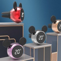 온도계 터치 차량용 자동차 송풍구 방향제 인테리어 소품 차량용방향제파는곳, 실버, 클린코튼 10ml