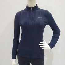 SGF67 슈페리어 골프웨어 여성 이월상품 봄 수입소재 골지 터치 소프트 스트레치 반집업 긴팔 티셔츠 (네이비) (슈페리어 부천 뉴코아)