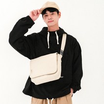 르마인 코튼스퀘어 에크루 미니매신저백 옆으로매는가방 학생메신저 크로스백 숄더백