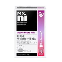 임신전 엽산 보충제 고함량 임산부 수유부 부부 필수 영양제 임신 준비 초기 중기 산후 출산후 산모 엽산제 선물 건강기능식품, 1병, 마이니 액티브 엽산 플러스 60정