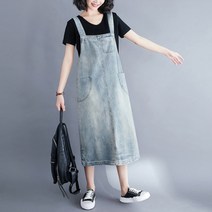 DAPANDA 데님 멜빵 치마 여성 2020 여름 루즈핏 한국 사이즈 중 날씬해 보이는 민소매 원피스