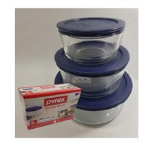 Pyrex 파이렉스 원형찬통 3단 6P 유리밀폐용기 PY19170, 3단6P세트, 1개