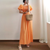 요시아나 [당일발송] 러블리 볼륨 스모크 오프숄더 린넨 와이드 점프수트 -2컬러