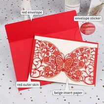 초대장 생일 팝업 입체카드 50pcs 나비 레이저 컷 결혼식 초대 카드 인쇄 비즈니스 인사말 맞춤 파티 호의, 12 50sets Red Cards