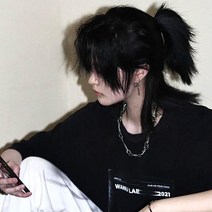 사무라이 애니메이션 정수리 부분탈모 반묶 남성가발 넓은이마 커버, 라이트브라운