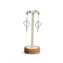 최신 대나무 보석 디스플레이 스탠드 목걸이 귀걸이 여러 이젤 쇼케이스 홀더 410956, earrings beige