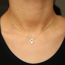 행운 공장 디자인 화려한 사랑 스럽다 터키어 쥬얼리 작은 귀여운 Hamsa 핸드 매력 최소 금빛 도금 S925 목걸이