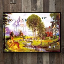 바이헌터114-유럽 스타일의 벽 그림 시골 전원 풍경 장식화 액자 없음(12mm질감), H